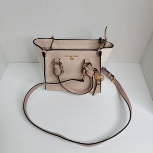 Michael Kors Kris Small Color-Block‎ Pebbled Leather Satchel.